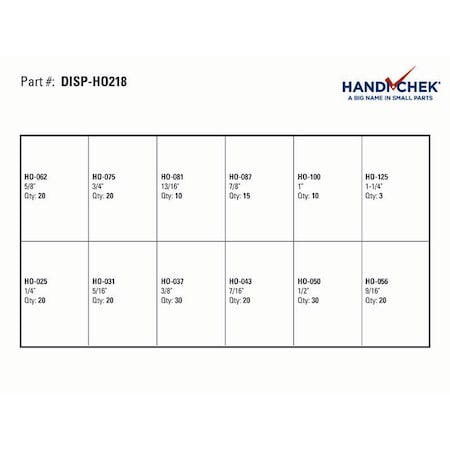 Handi-Chek Internal Retaining Ring Assortment, 12 Sizes DISP-HO218